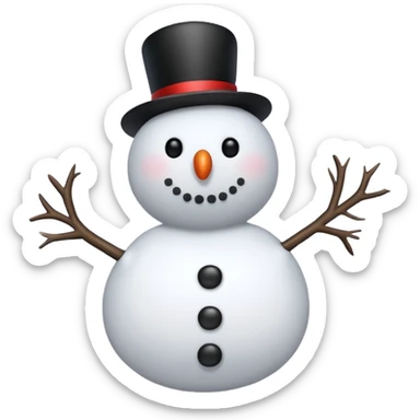 A snowman with black love hearts around it sticker