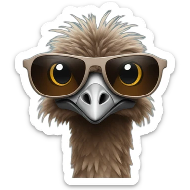 Brown Emu with aviator sunglasses sticker