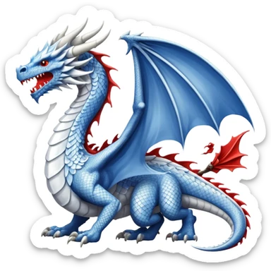 Create a flag with a red background and a white dragon like the red dragon of the welsh flag sticker