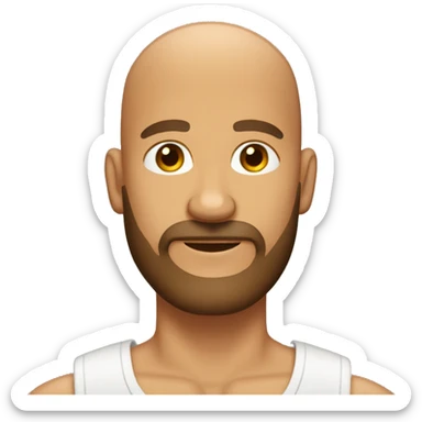 Bald head tan skin man with thick brown beard sticker