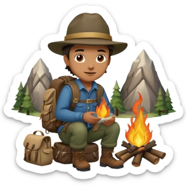 mountain ranger at campfire sticker