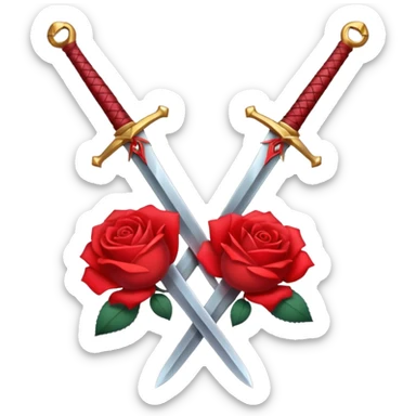 Crossed weapons with a rose sticker