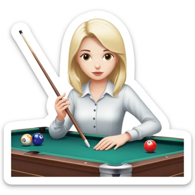 realistic portrait of a girl playing pool with pool table  sticker