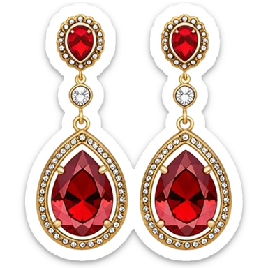 Rending betsy Johnson red rhinestone and gold dangle earrings  sticker