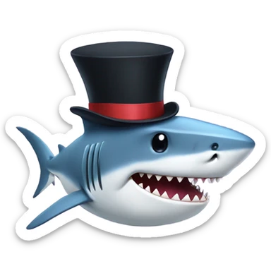 Shark with a top hat sticker