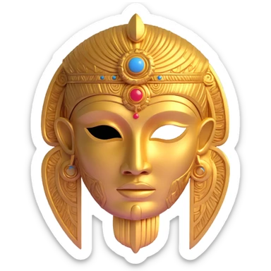 golden Anunnaki mask, ornate details sticker