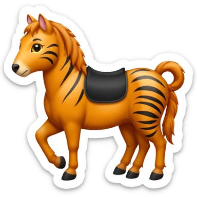 Un chat qui chevauche un cheval sticker
