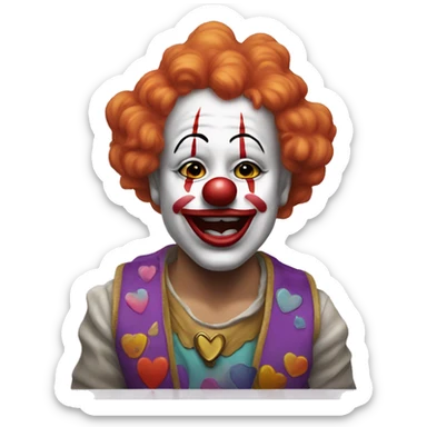Crying clown showing peace sign and sending kiss sticker