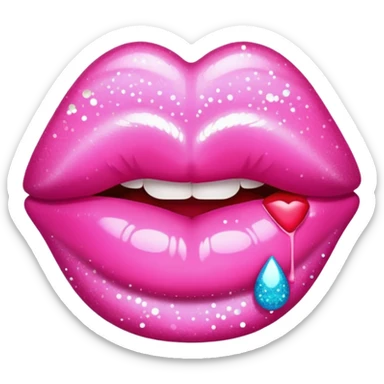 glitter pink kiss  sticker