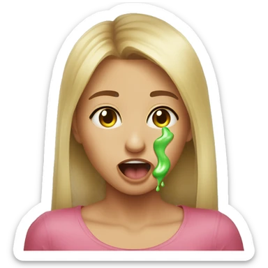 Little face in love throwing slime out of her mouth sticker