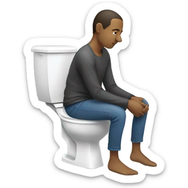 Someone sitting on toilet using a stool to raise their legs  sticker
