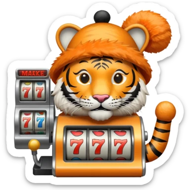 tiger playing a slot machine sticker