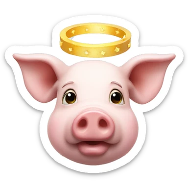 pig with halo over head sticker