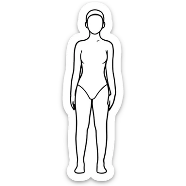 full body skinny female figure standing sticker