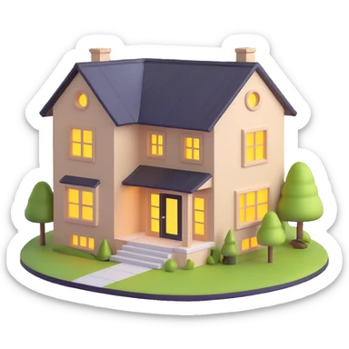 modern family home with a roof and windows sticker