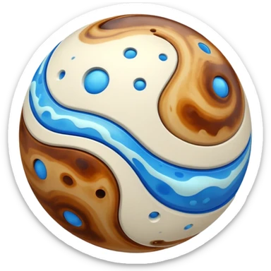 sphere globe planet, surface covered with white gas and stream sticker