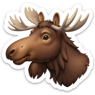 A high-resolution digital illustration of a young moose in a clean, semi-realistic style. The young moose is shown facing sideways head tilted  sticker