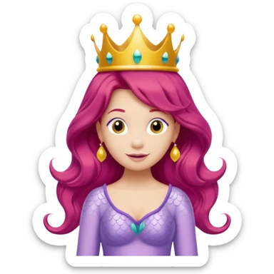 Bubbles the Mermaid from The Wiggles with light skin, long red hair, light lilac outfit, yellow crown sticker
