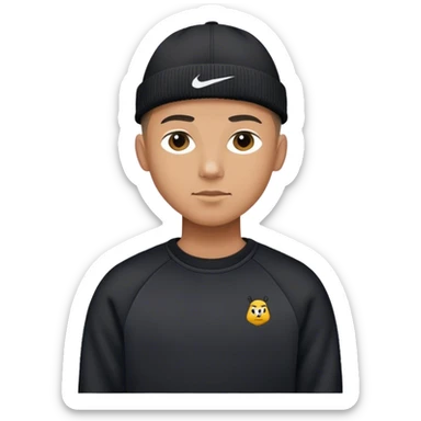 A guy with a buzz cut and a line up with a La hat and black Nike tech sweater sticker