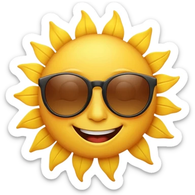 can i have an image of a yellow sun smilling with sun glasses on sticker