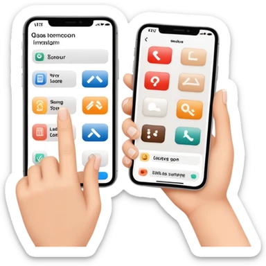 finger swiping on phone screen between two different room styles, interior design quiz sticker