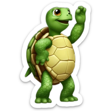 a turtle saluting sticker