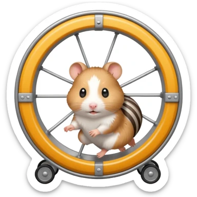 hamster running in hamster wheel sticker