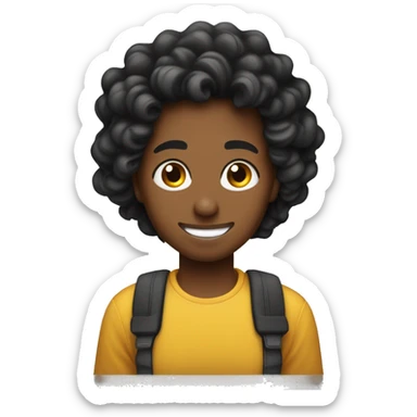 Chico moreno con pelo rizado besando a chica trigueña de pelo negro ondulado sticker