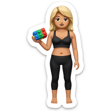 legging brassière noir gonflé ventre femme lego sticker