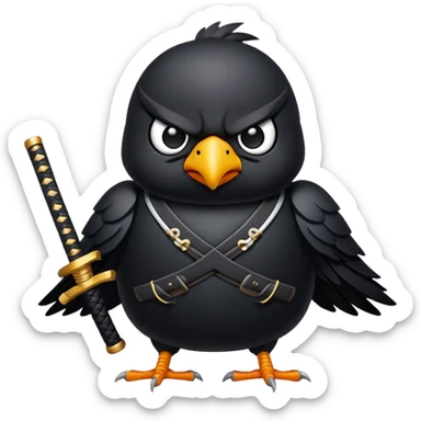 Black bird samurai angry with a beak sticker