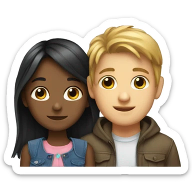 Cute girl with a boy  sticker