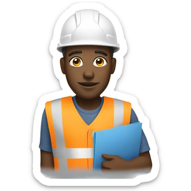 black man with a construction helmet and blueprint sticker