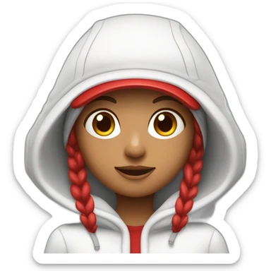 Fille avec capuche blanche et casquette rouge  sticker