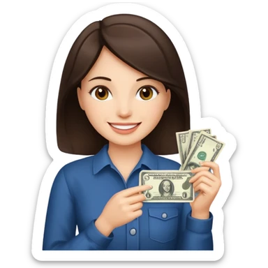 brunet Woman with smokin holding dolar sticker