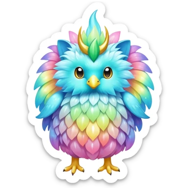 Shiny Exotic Colorful Ethereal Sparkly Flaaffy-Amaura-Aurorus-Fakémon-hybrid-creature (full body)  sticker
