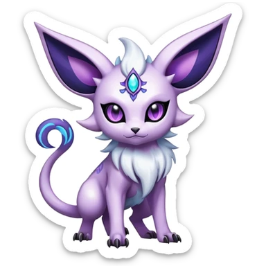 Shiny Exotic Badass Mystical Mysterious Gothic Espeon-Absol-Pokémon-Fakémon-hybrid-creature (full body) sticker
