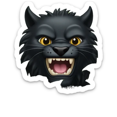 black pantera animal with a sharp tooth behind a bush sticker
