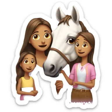 Mare con dos hijas Y arriba de ellas un corazón  sticker