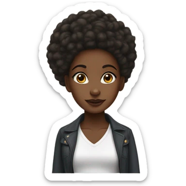 Black girl with a ground nose and dark brown doe eyes with long lashes and 4c poofy hair sticker
