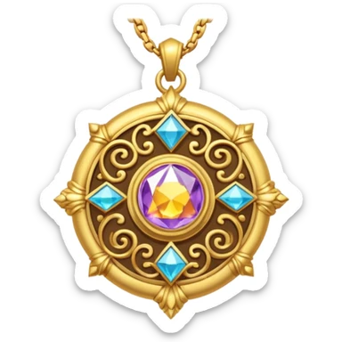 Isometric view of a magic necklace amulet pendant  sticker