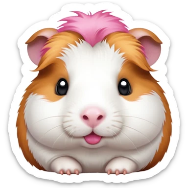 a white guinea pig white a ginger patch on one side of its face and a brown patch on the other. with pink lips and pink ears sticker