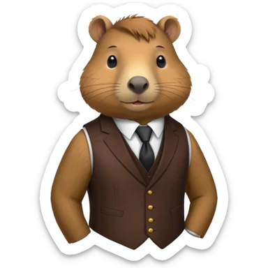 Asme una capibara con trage elegante solo que se le vea desde el traje  sticker