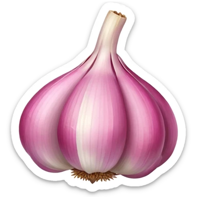 pink garlic with cut piece sticker