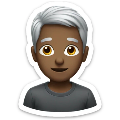 grey haired boy portrait sticker