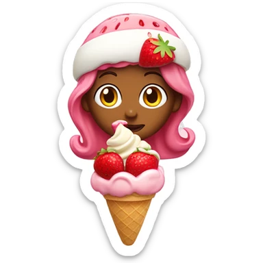 Strawberry shortcake eating ice cream sticker