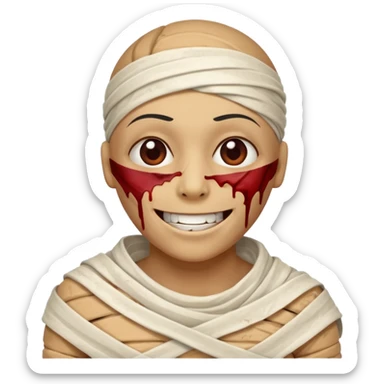 halloween mummy smiling without teeth and with blood stains sticker