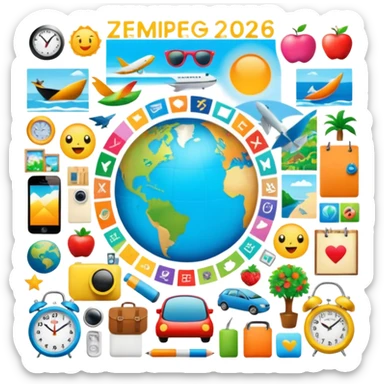 An extremely detailed lifestyle vision board collage for the year 2026. sticker