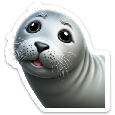 gray seal giving a kiss sticker