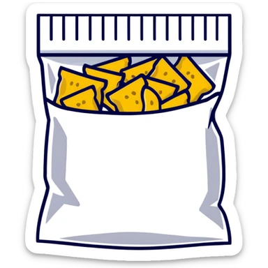snack chip bag hiding behind database sticker