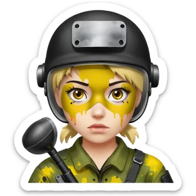 paintball player face girl sticker